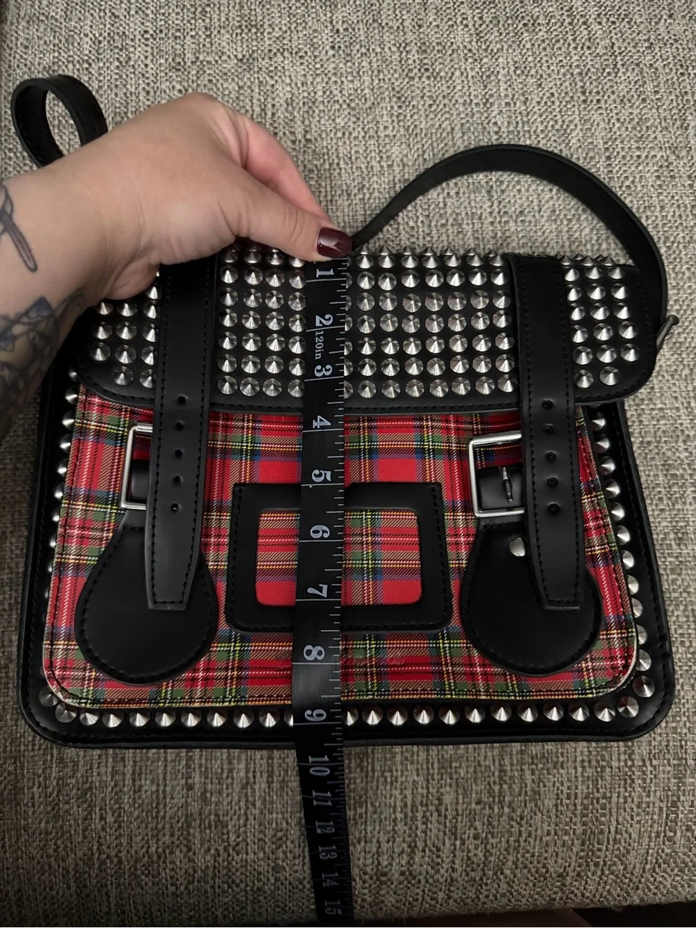 Dr. Martens Leather Satchel Tartan Crossbody